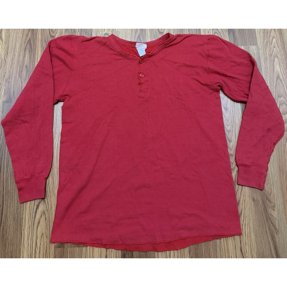 Vintage L.L.Bean River Driver Shirt Mens Large Red Wool Blend Henley Made USA